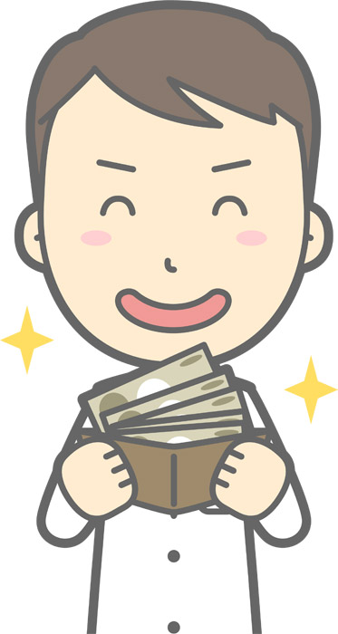 お金を持つ男性