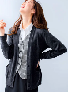 秋冬ベスト×カーディガン×スカート